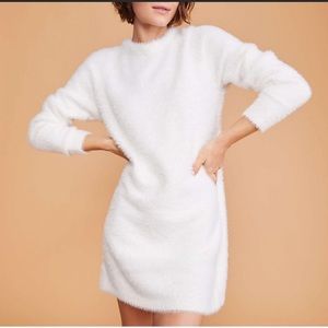 Lou & Grey Lashout Sweater Dress White Long Sleeve Crew Eyelash-Small